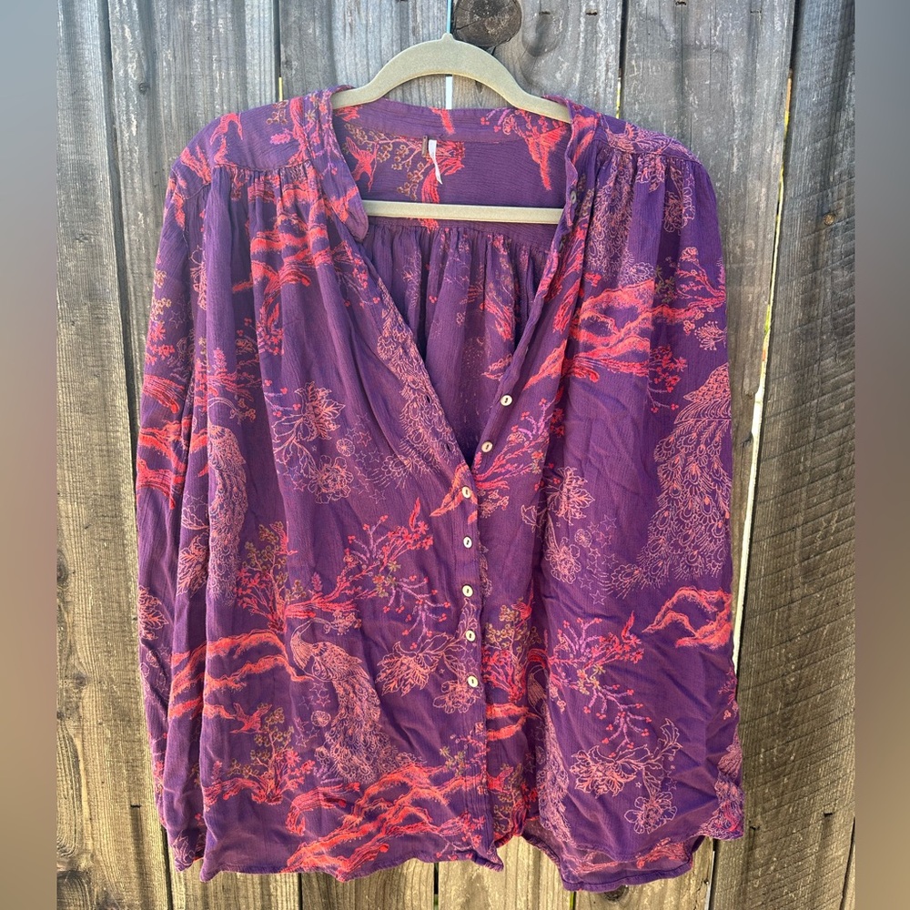 Free People Oversize Button Down Blouse